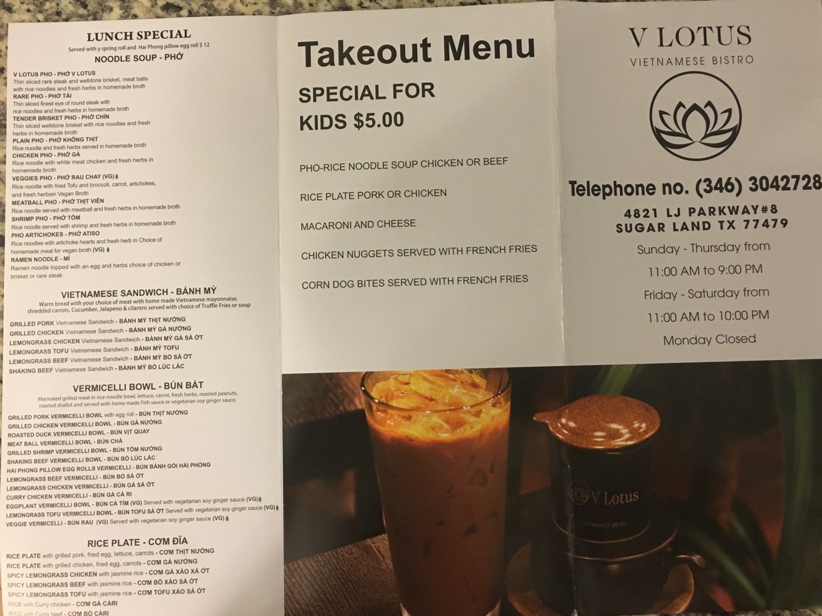 V Lotus Houston Westchase Restaurant Reviews Photos Phone